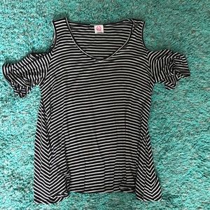 Striped Cold Shoulder Top